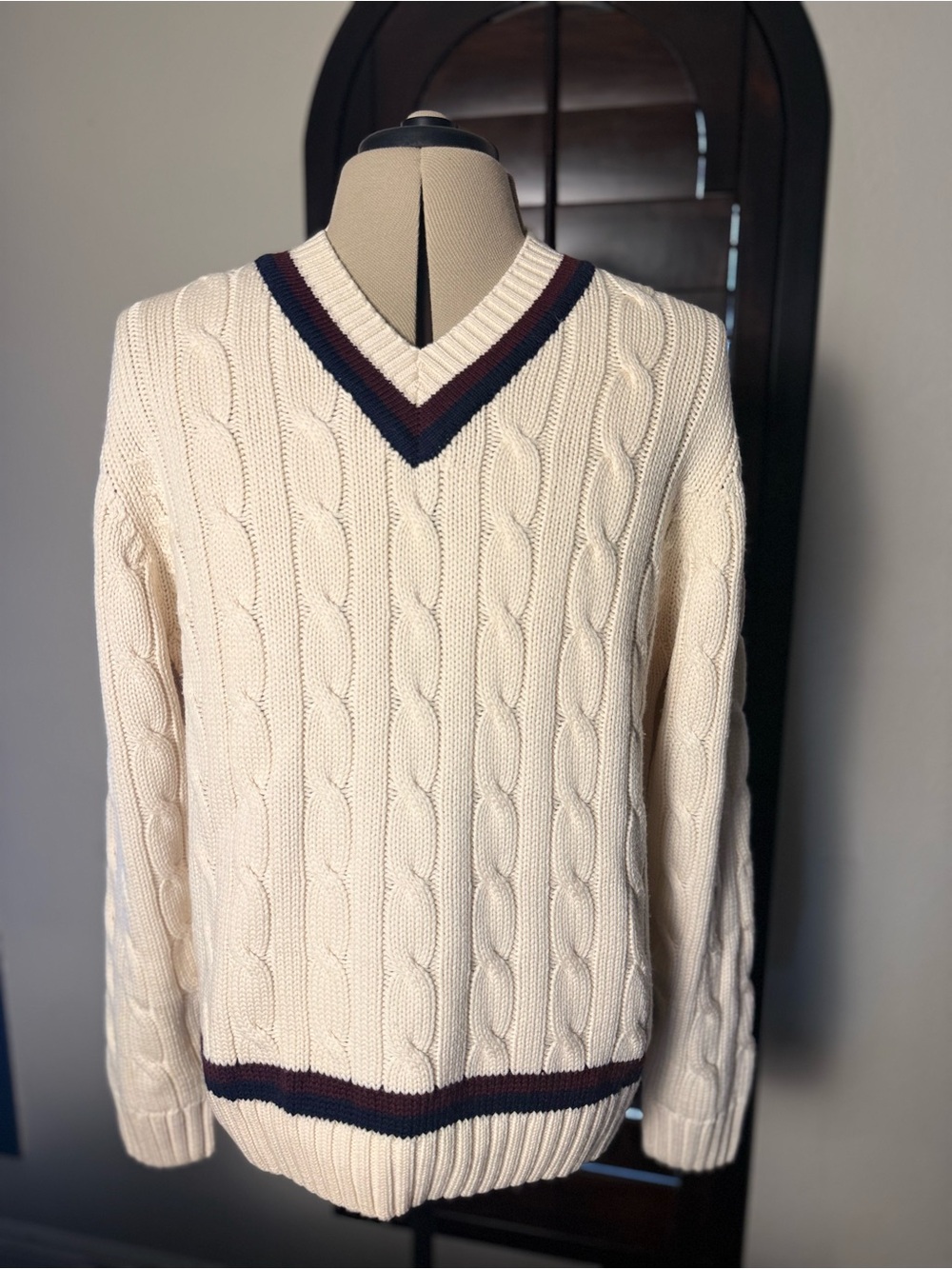 Brooks Brothers Country Club 100% Merino Wool Cable Knit Cricket Sweater – Men’s